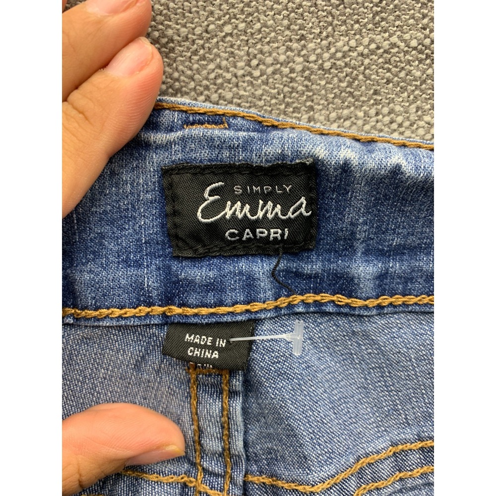 Simply Emma Capri Jeans Womens 20W Blue Denim Faded Cotton Stretch High Waisted - Picture 14 of 16